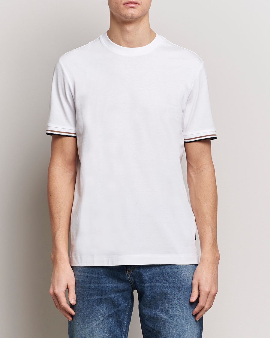 Hombres | Camisetas blancas | BOSS BLACK | Thompson Tipped Crew Neck T-Shirt White