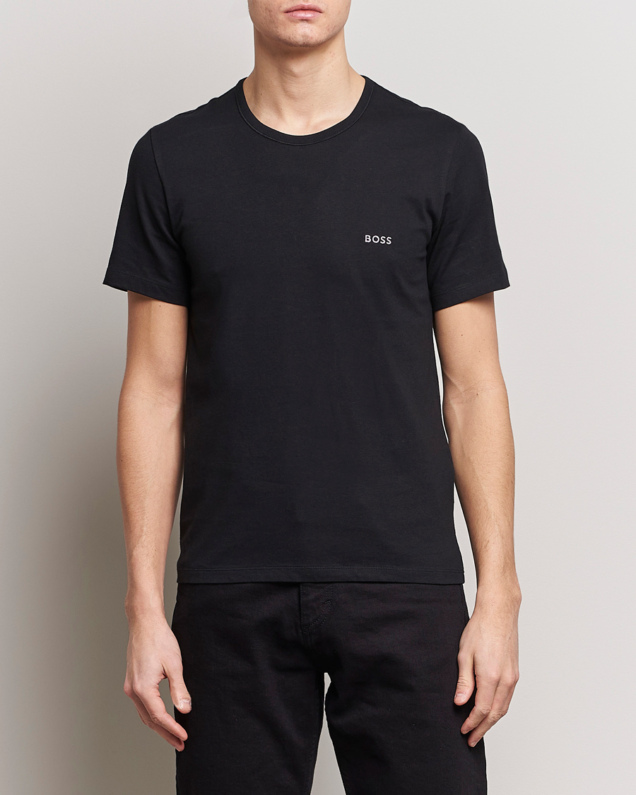 Hombres | Camisetas negras | BOSS BLACK | 3-Pack Crew Neck T-Shirt Black/White/Blue