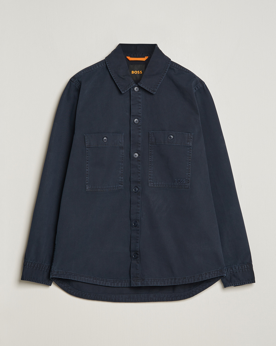 Hombres | Camisas | BOSS ORANGE | Locky Cotton Overshirt Dark Blue
