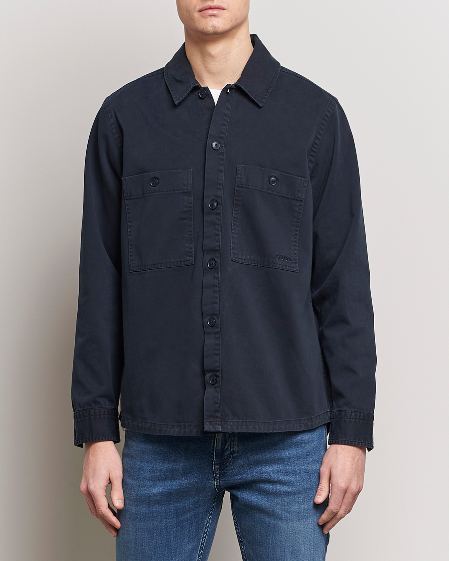 Hombres | Camisas | BOSS ORANGE | Locky Cotton Overshirt Dark Blue