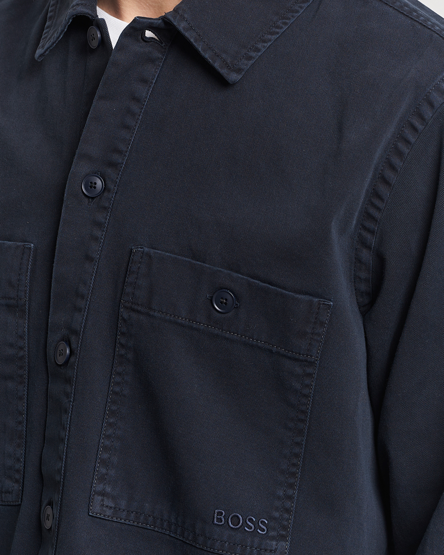 Hombres | Camisas | BOSS ORANGE | Locky Cotton Overshirt Dark Blue