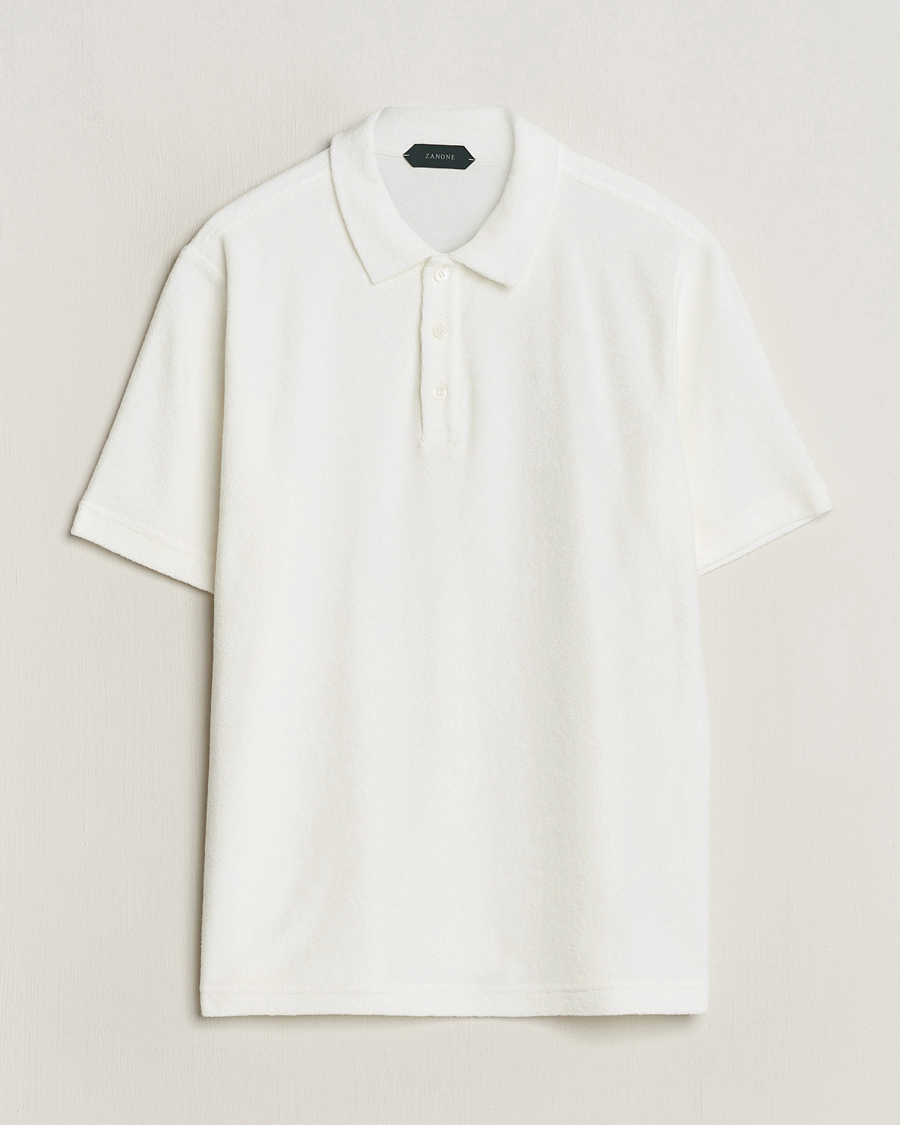 Hombres | Polos | Zanone | Terry Cotton Polo White