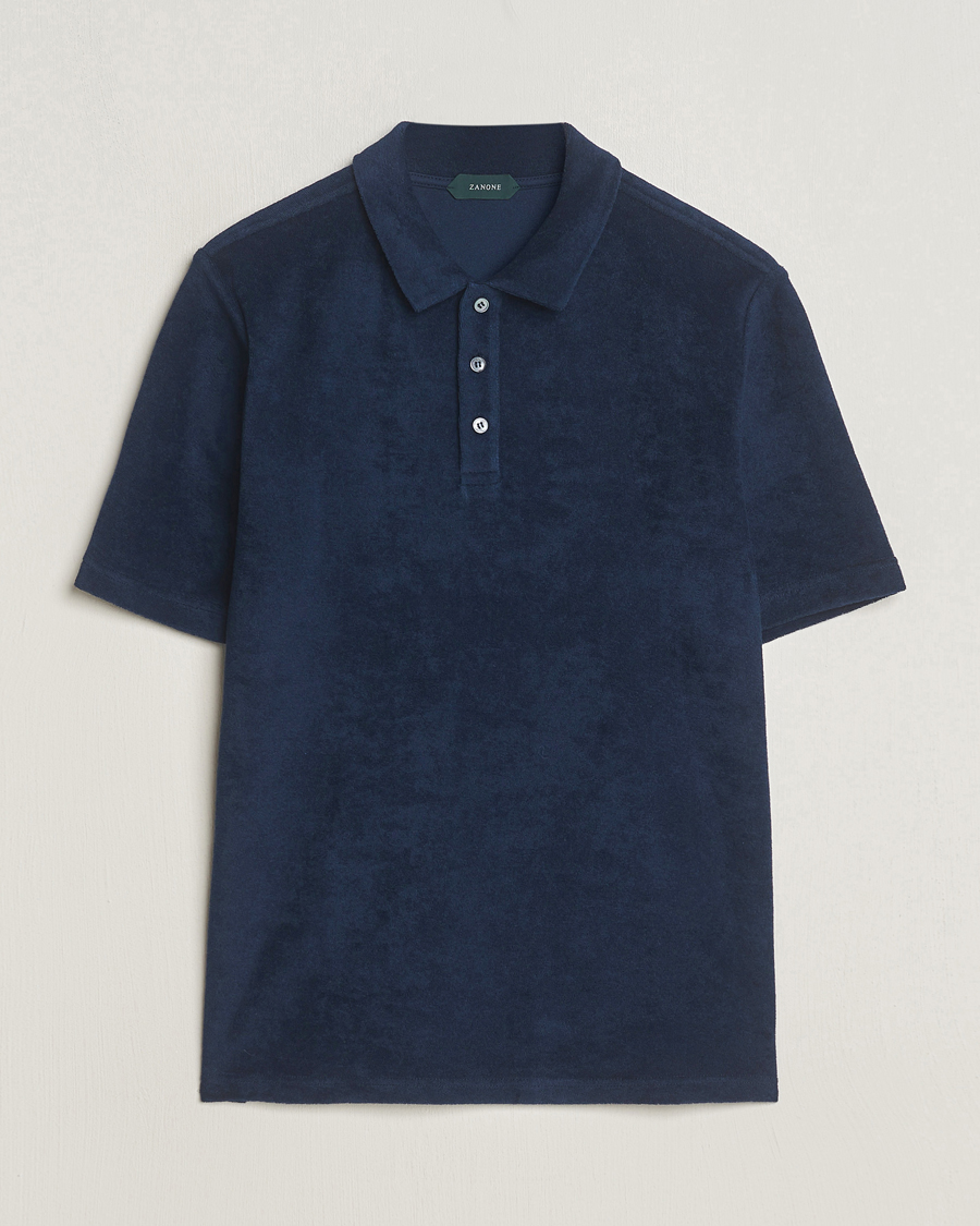 Hombres | Polos | Zanone | Terry Cotton Polo Navy