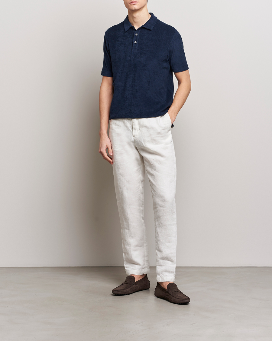 Hombres | Polos | Zanone | Terry Cotton Polo Navy