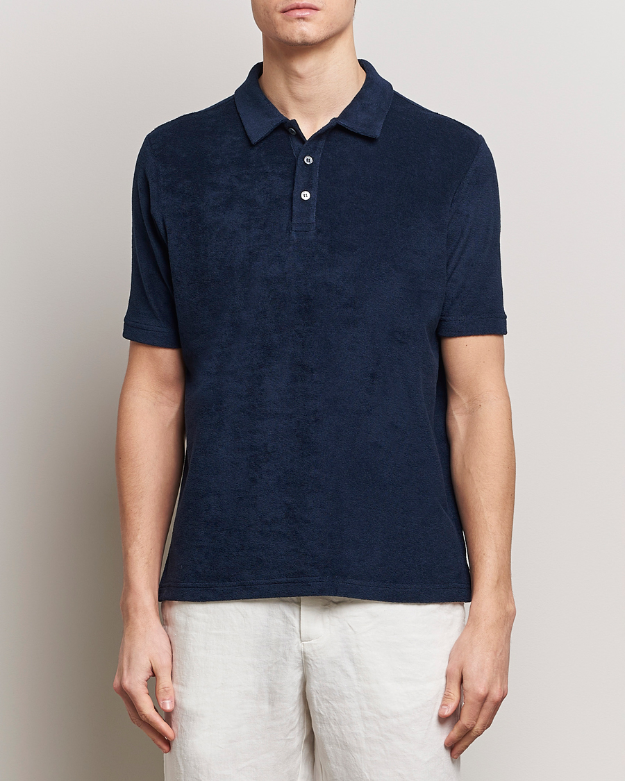 Hombres | Polos | Zanone | Terry Cotton Polo Navy