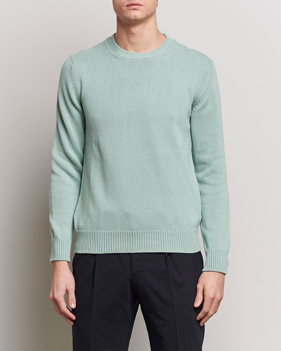 Hombres | Jerséis y prendas de punto | Zanone | Soft Cotton Crewneck Sweater Mint