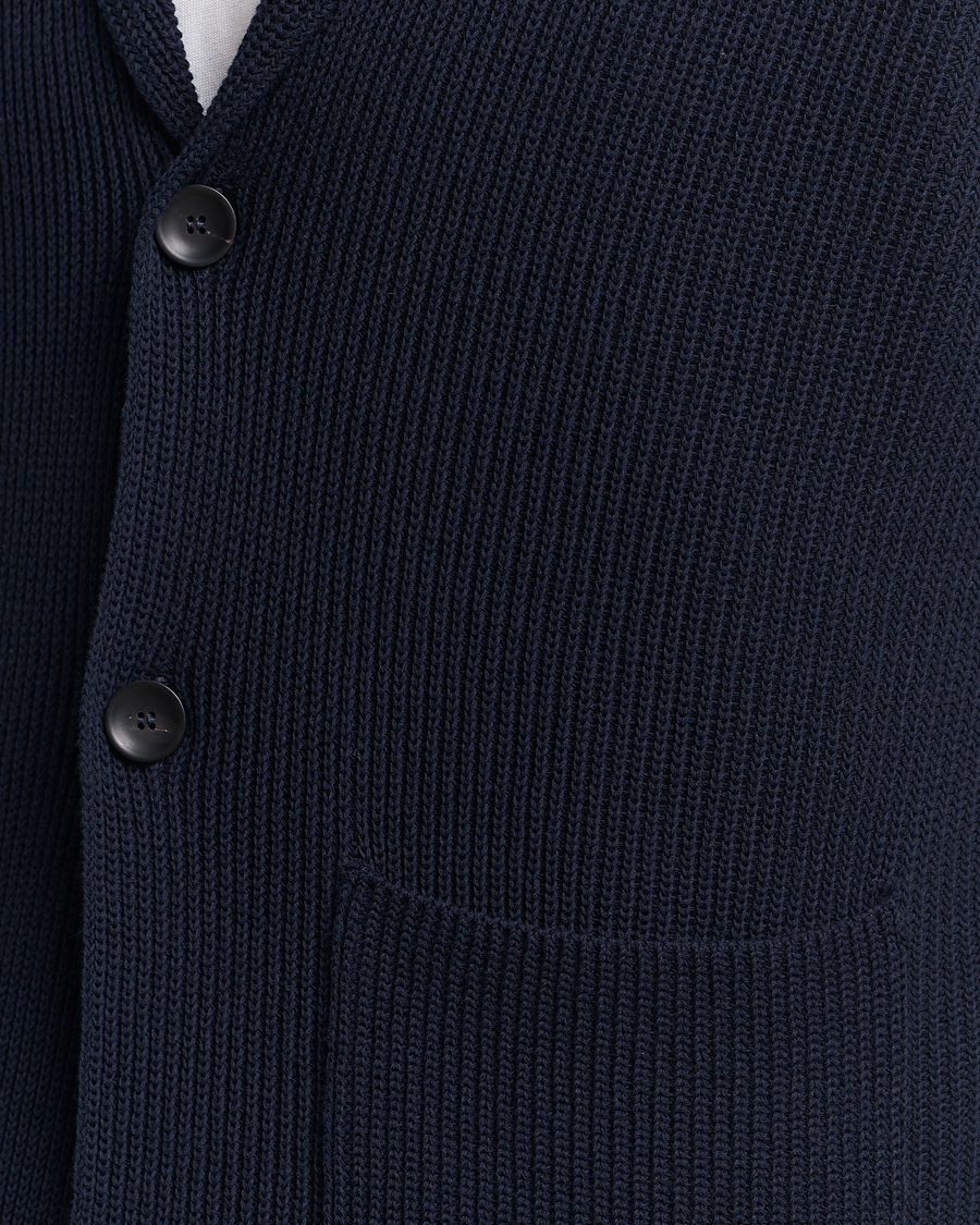 Hombres | Blazers | Zanone | Cotton Rib Knitted Blazer Navy