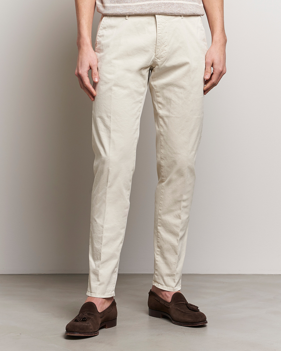 Hombres | Pantalones | Incotex | Slim Fit Garment Dyed Slacks Off White