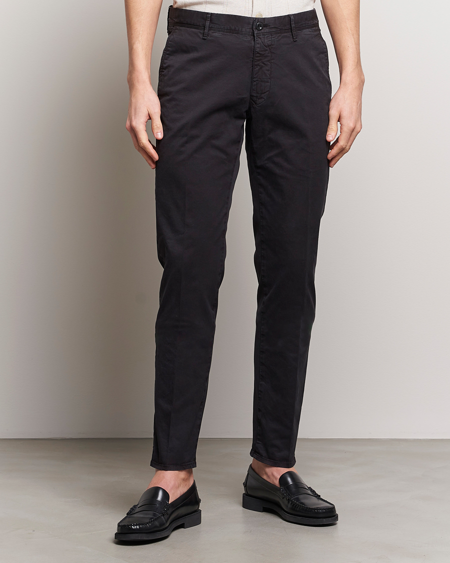 Hombres | Pantalones | Incotex | Slim Fit Garment Dyed Slacks Black