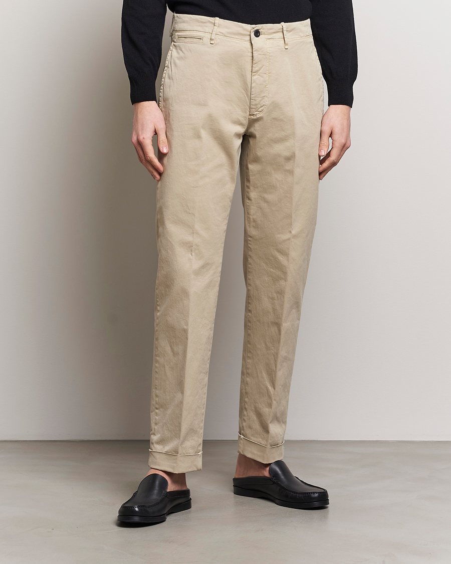 Hombres | Pantalones | Incotex | Regular Fit Cotton Stretch Slacks Beige