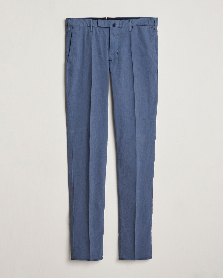 Hombres | Pantalones | Incotex | Slim Fit Washed Cotton Comfort Trousers Dark Blue