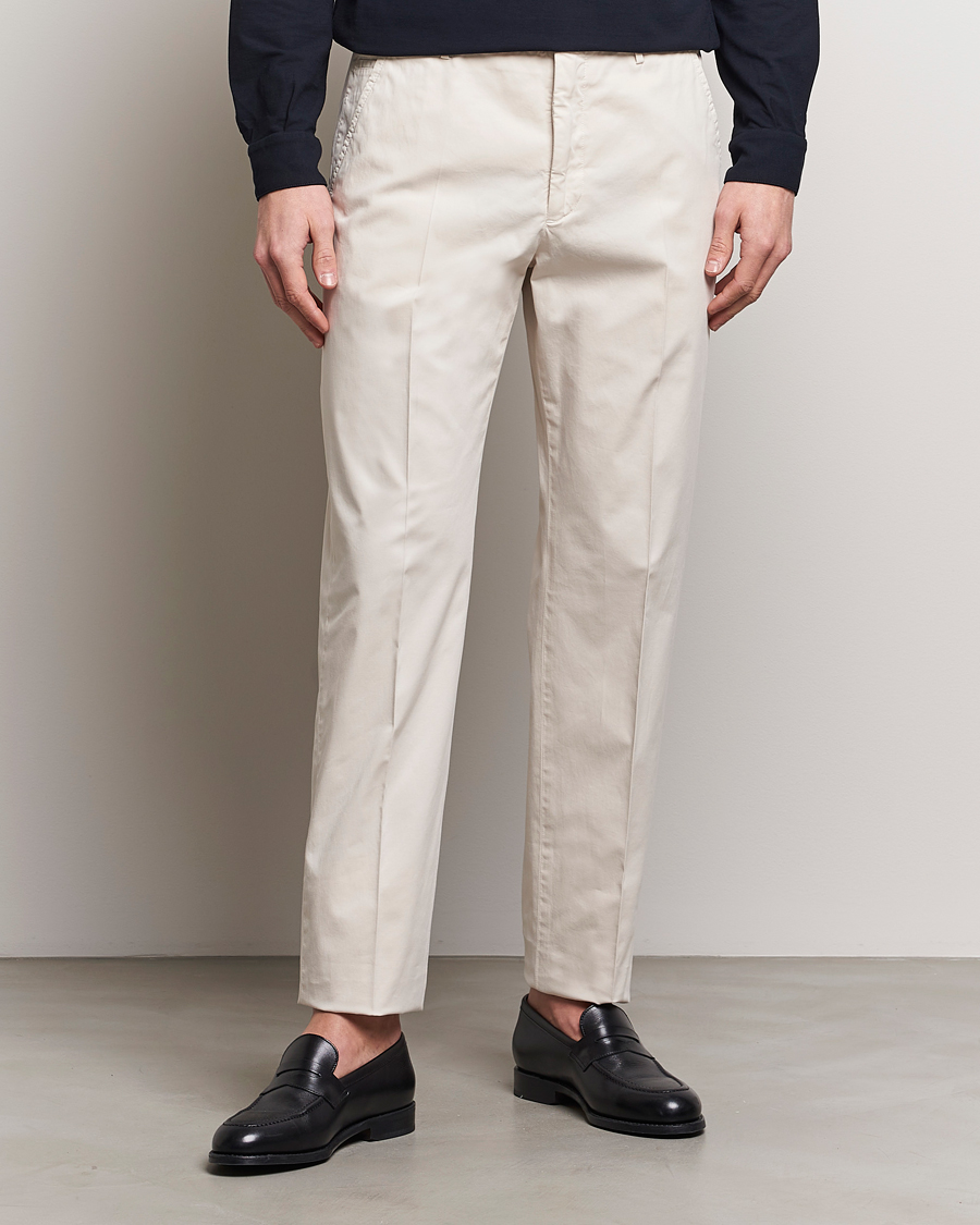 Hombres | Incotex | Incotex | Straight Fit Garment Dyed Chinos Off White