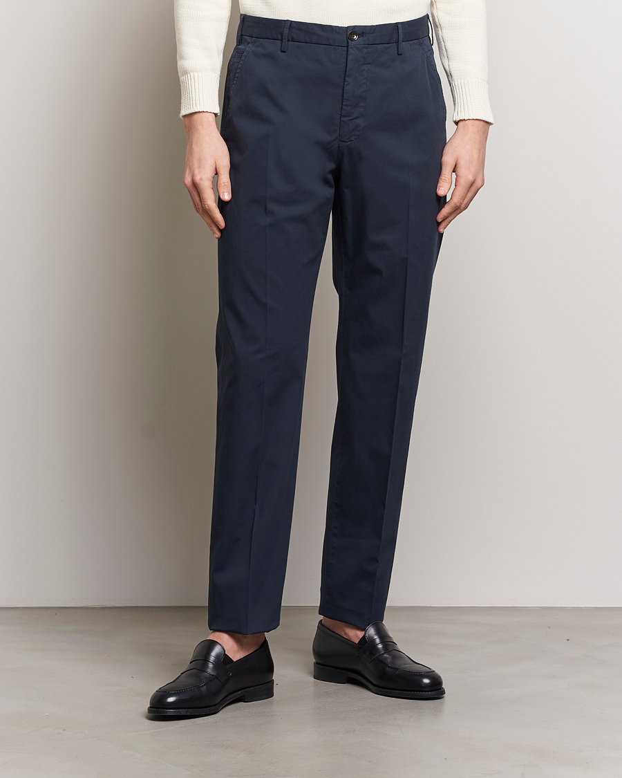 Hombres | Incotex | Incotex | Straight Fit Garment Dyed Chinos Navy