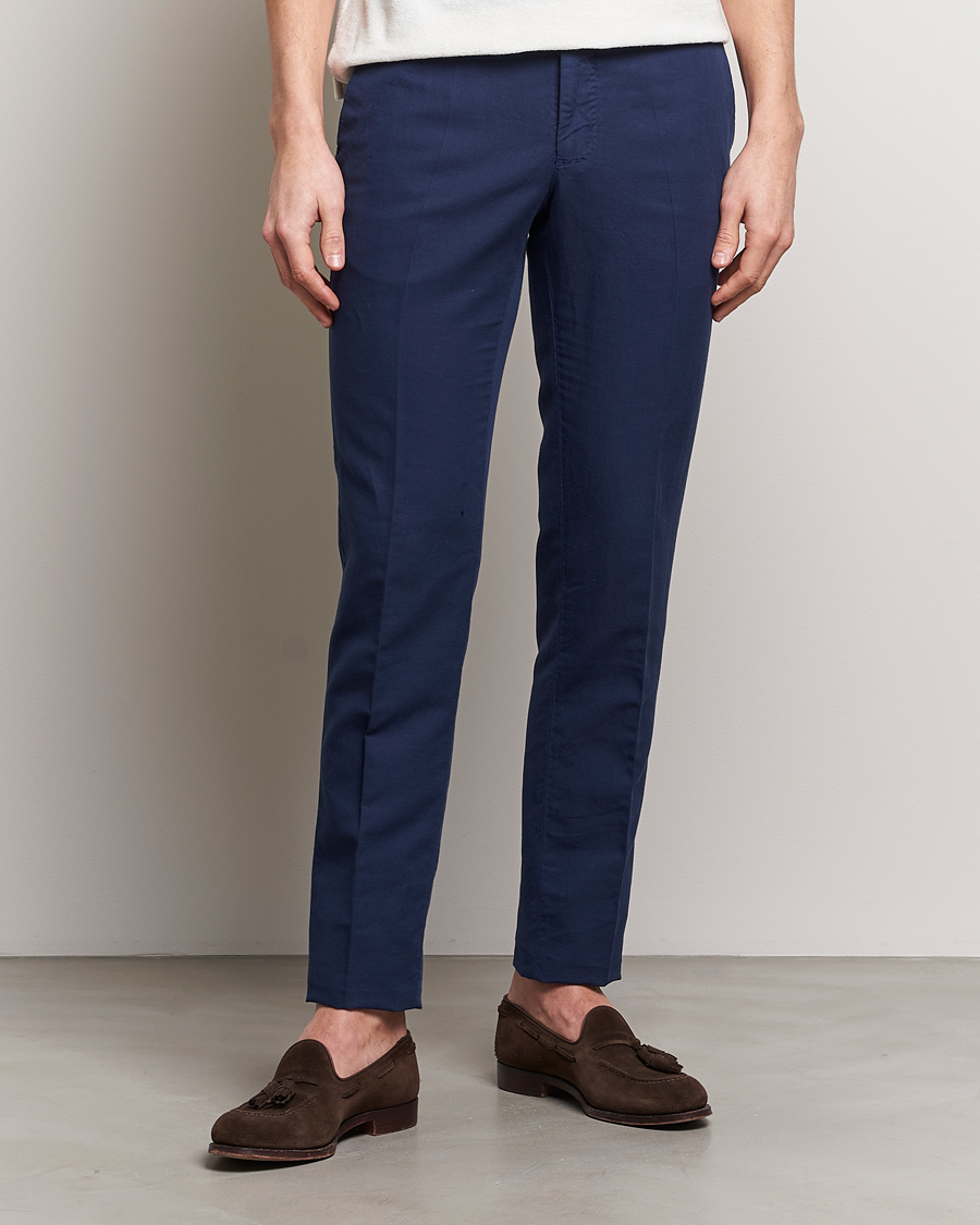 Hombres | Ropa | Incotex | Slim Fit Chinolino Trousers Navy