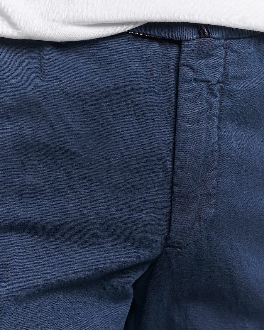 Hombres | Pantalones | Incotex | Regular Fit Comfort Cotton/Linen Trousers Navy