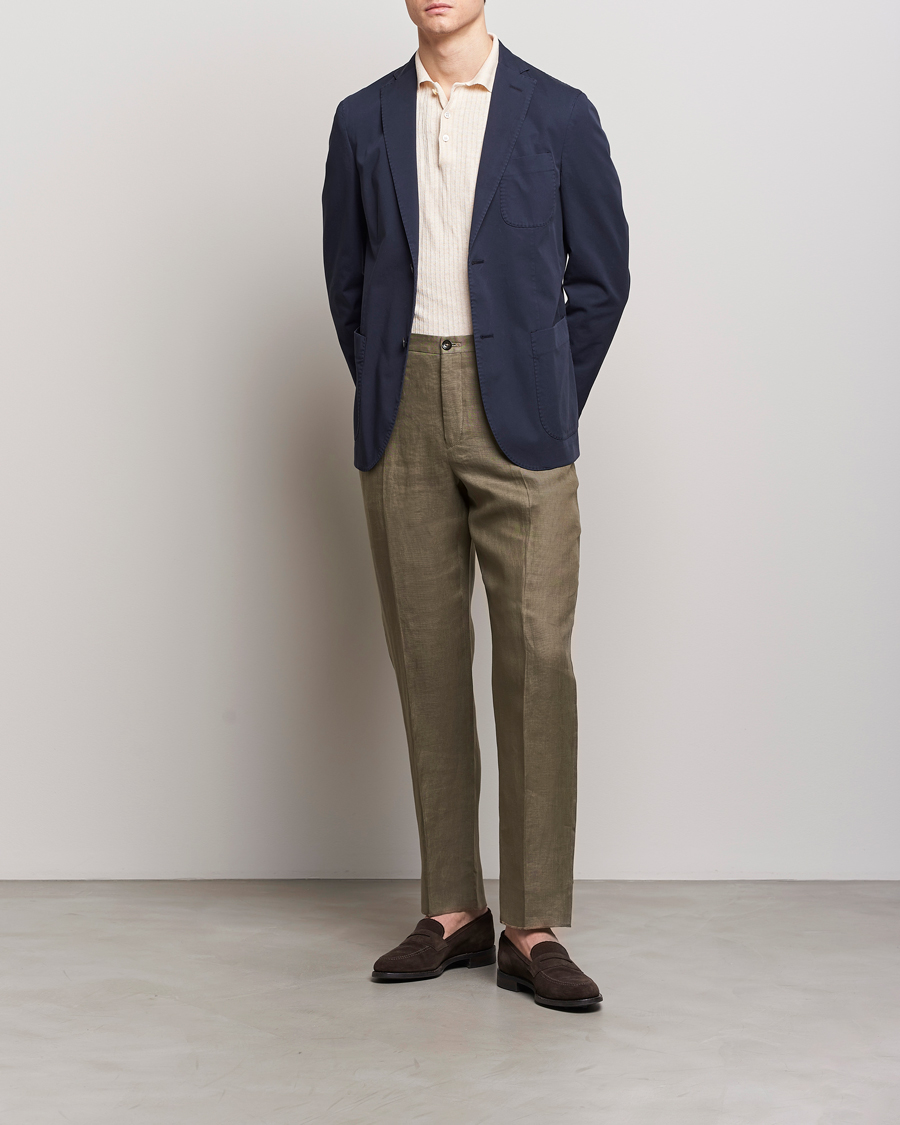 Hombres | Blazers | Incotex | Unconstructed Comfort Cotton Blazer Navy
