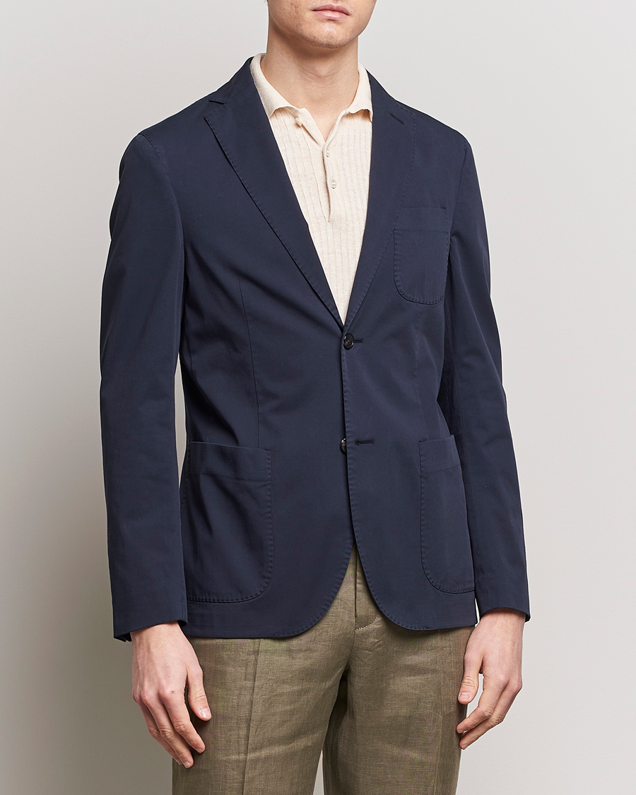 Hombres | Blazers | Incotex | Unconstructed Comfort Cotton Blazer Navy