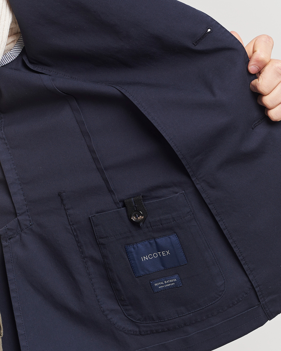 Hombres | Blazers | Incotex | Unconstructed Comfort Cotton Blazer Navy