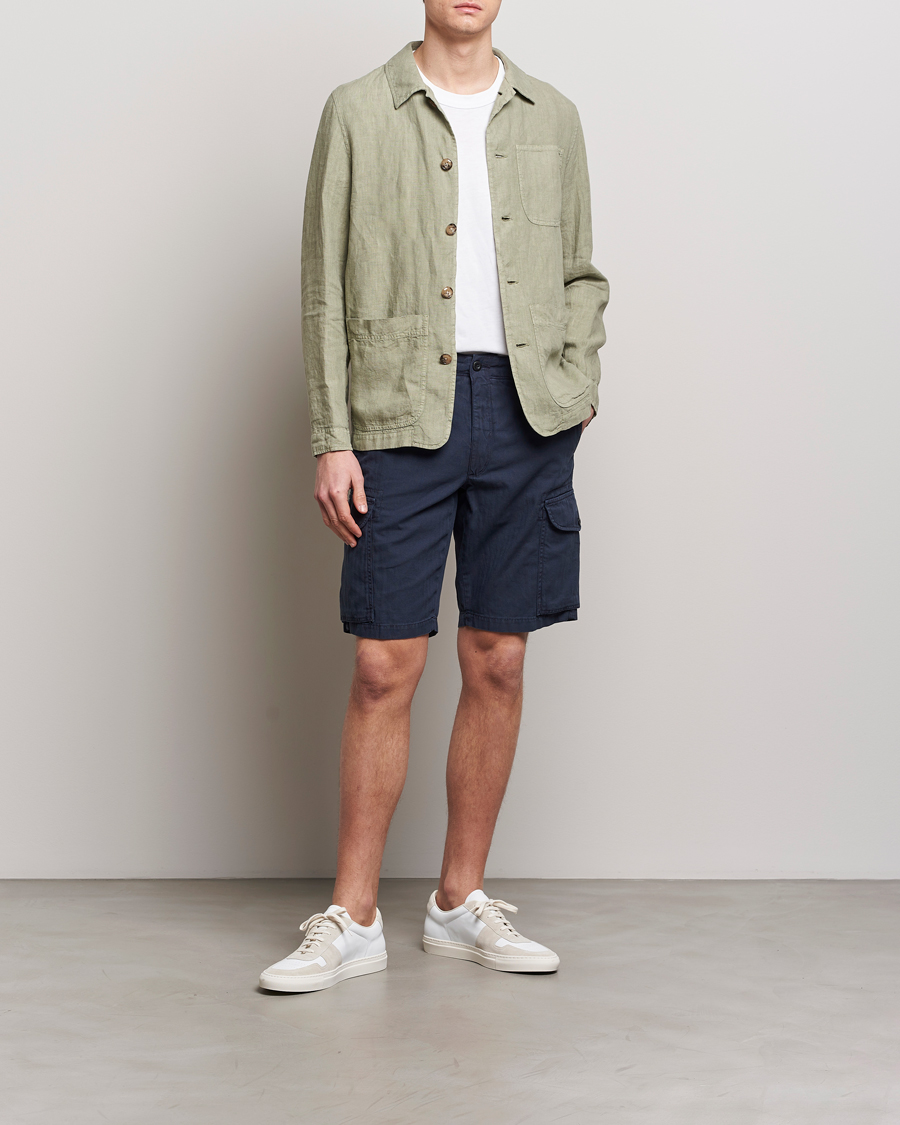 Hombres | Pantalones cortos | Incotex | Cotton Cargo Shorts Navy