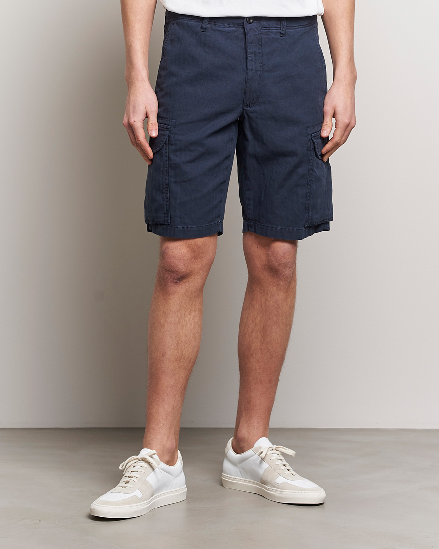 Hombres | Pantalones cortos cargo | Incotex | Cotton Cargo Shorts Navy
