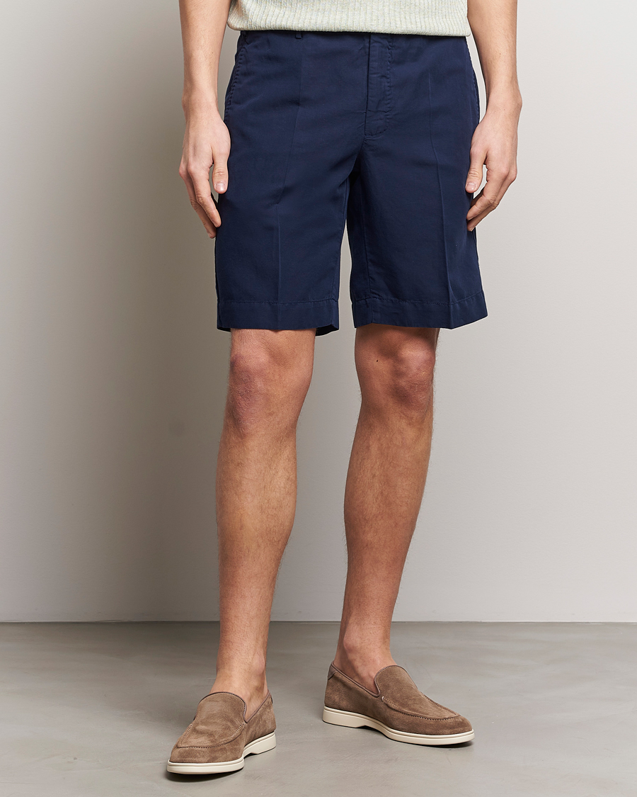 Hombres | Pantalones cortos de lino | Incotex | Chinolino Shorts Navy