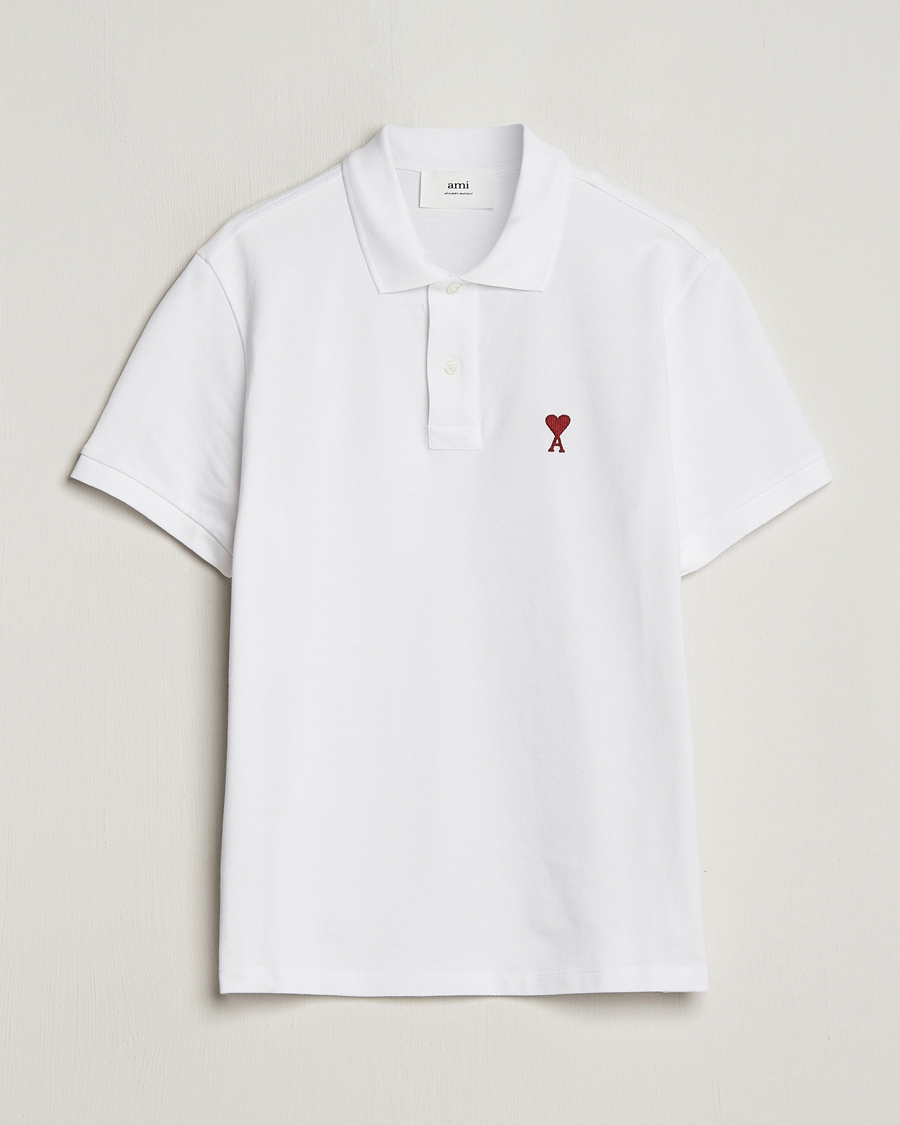 Hombres | Polos | AMI | Heart Logo Piquet Polo White