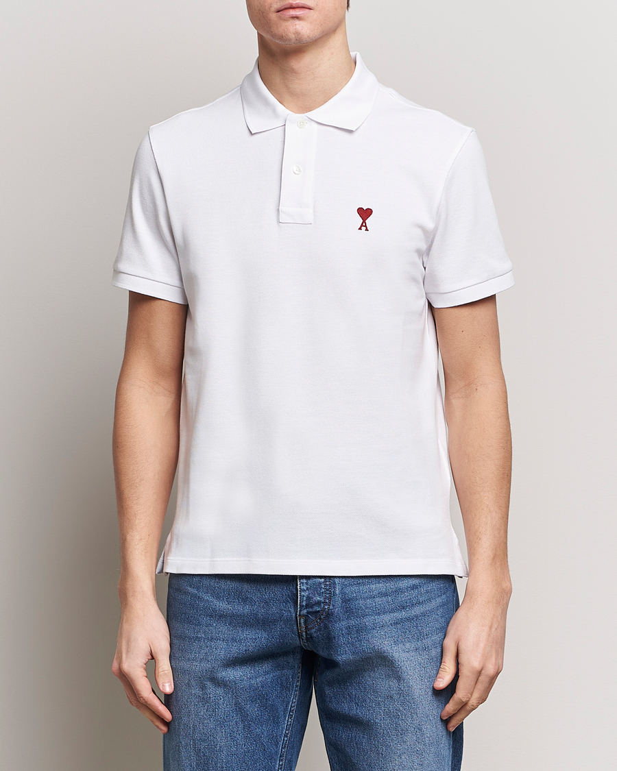Hombres | Polos | AMI | Heart Logo Piquet Polo White