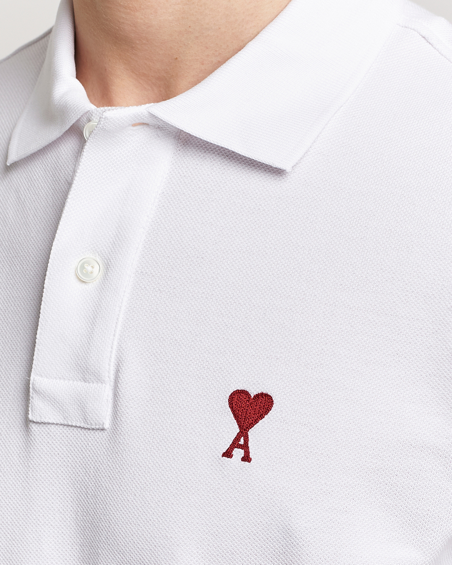 Hombres | Polos | AMI | Heart Logo Piquet Polo White