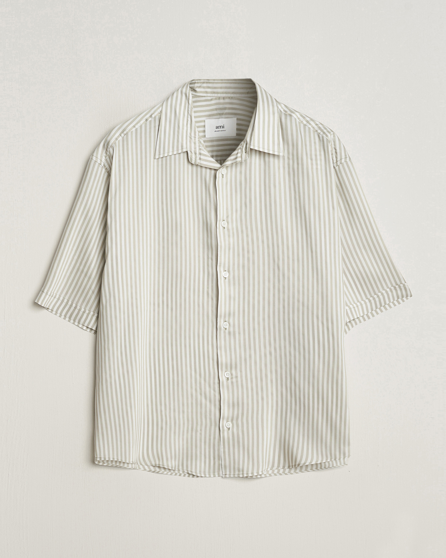 Hombres | Camisas | AMI | Boxy Fit Striped Short Sleeve Shirt Chalk/Sage