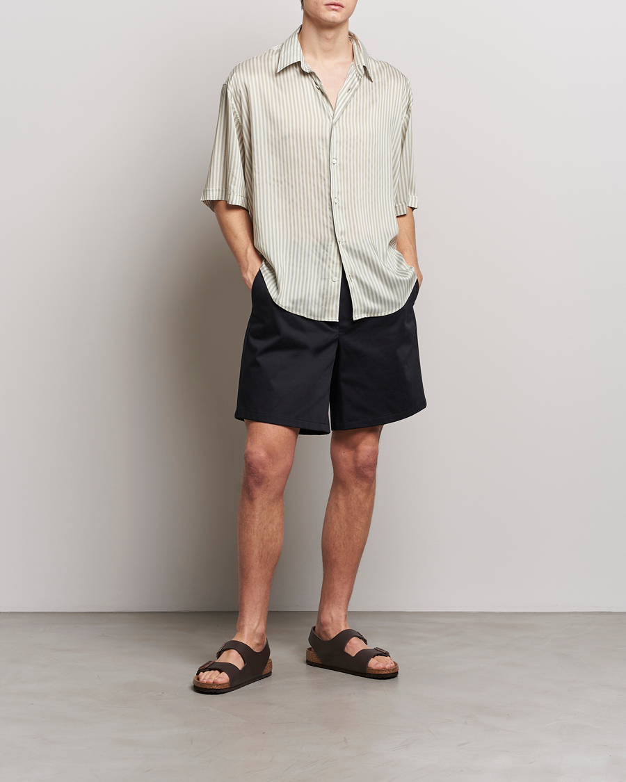 Hombres | Camisas | AMI | Boxy Fit Striped Short Sleeve Shirt Chalk/Sage