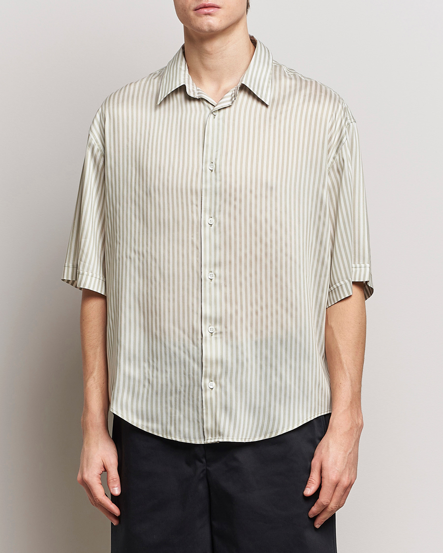 Hombres | Ropa | AMI | Boxy Fit Striped Short Sleeve Shirt Chalk/Sage