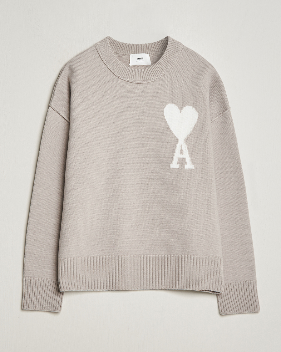 Hombres | Jerséis y prendas de punto | AMI | Big Heart Wool Sweater Light Beige