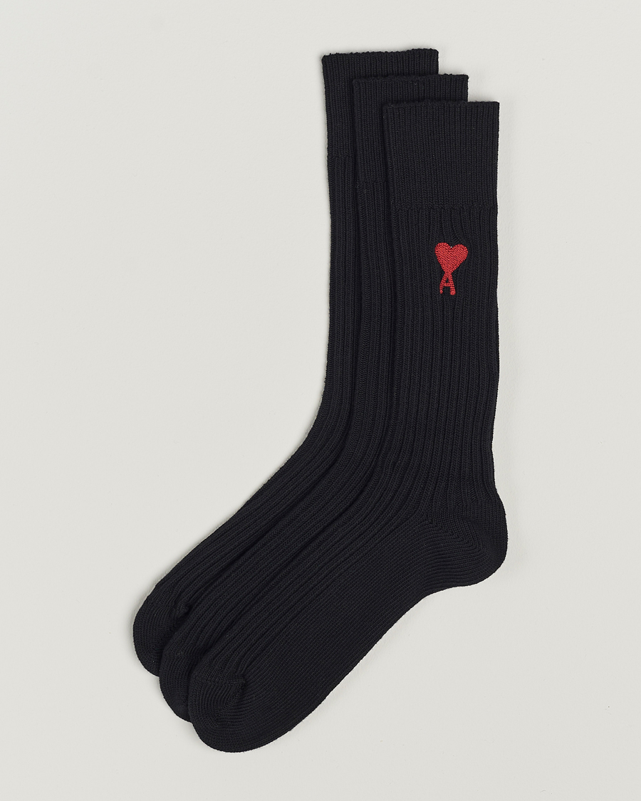 Hombres | Ropa interior y calcetines | AMI | 3-Pack Heart Socks Black