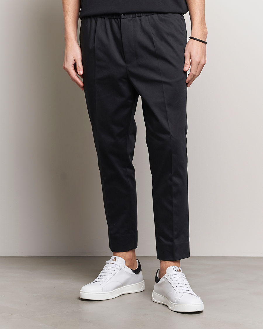 Hombres | Ropa | AMI | Cotton Drawstring Trousers Black