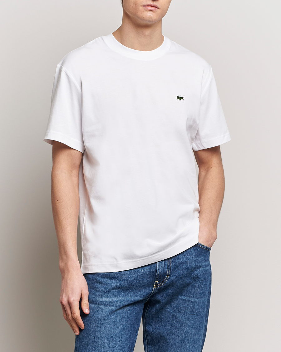 Hombres | Camisetas | Lacoste | Regular Fit Heavy Crew Neck T-Shirt White