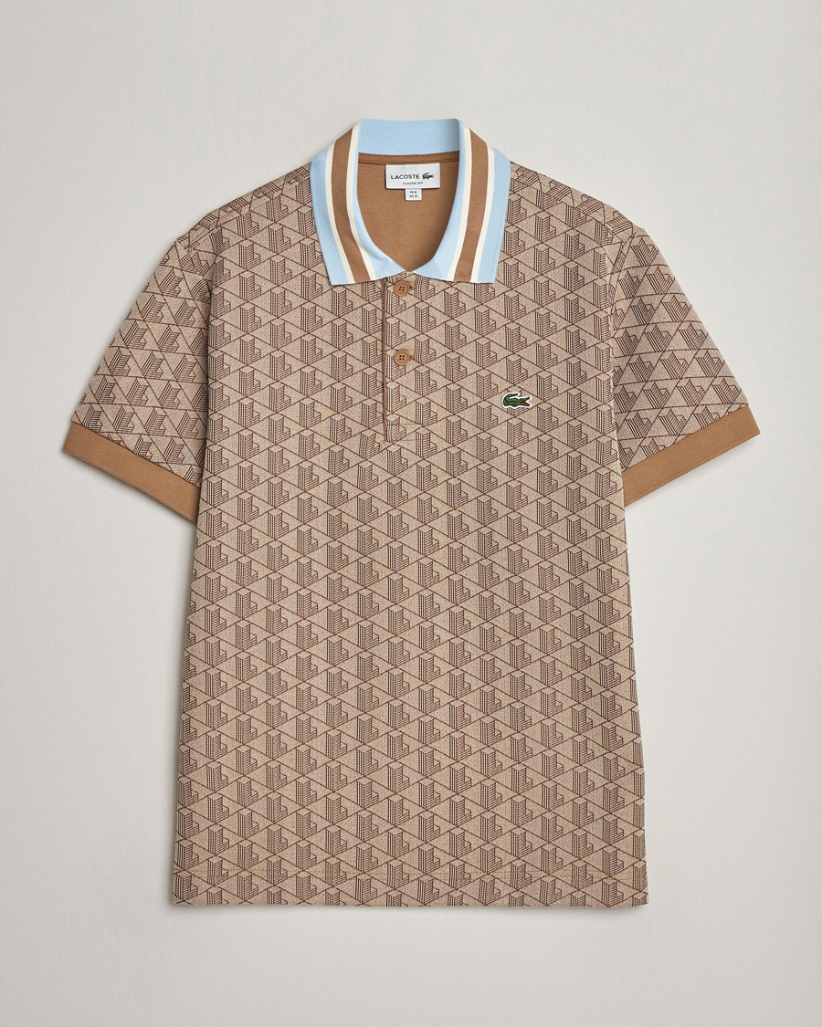 Hombres | Polos | Lacoste | Classic Fit Monogram Polo Croissant/Cookie