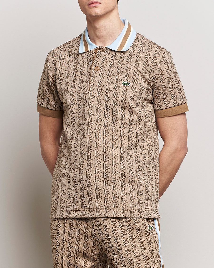 Hombres | Polos | Lacoste | Classic Fit Monogram Polo Croissant/Cookie