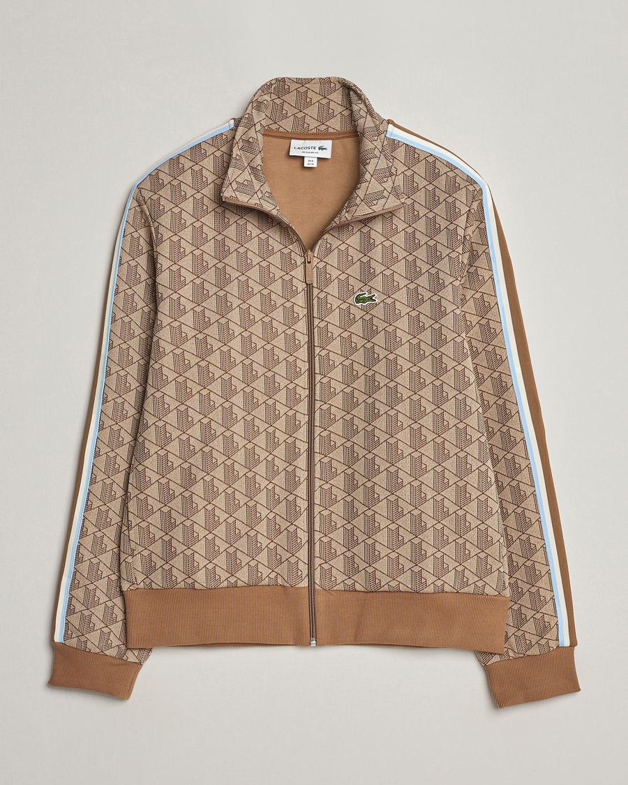 Hombres | Jerséis y prendas de punto | Lacoste | Monogram Full Zip Track Jacket Croissant/Cookie