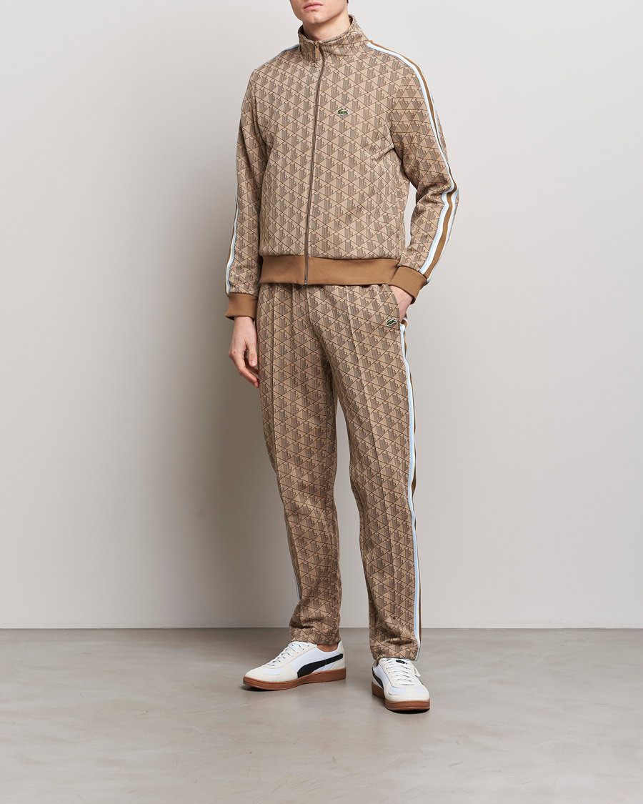 Hombres | Jerséis y prendas de punto | Lacoste | Monogram Full Zip Track Jacket Croissant/Cookie