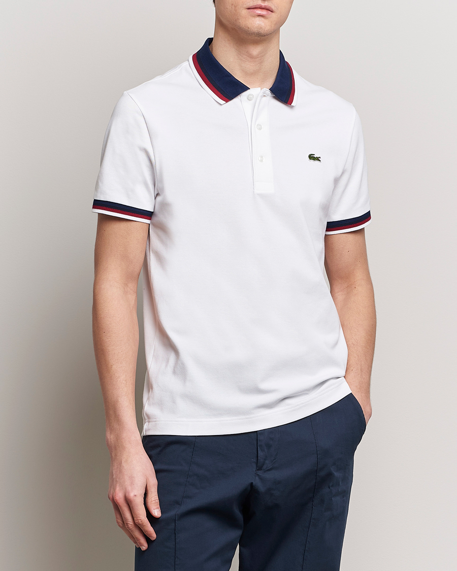 Hombres | Polos | Lacoste | Regular Fit Tipped Polo White