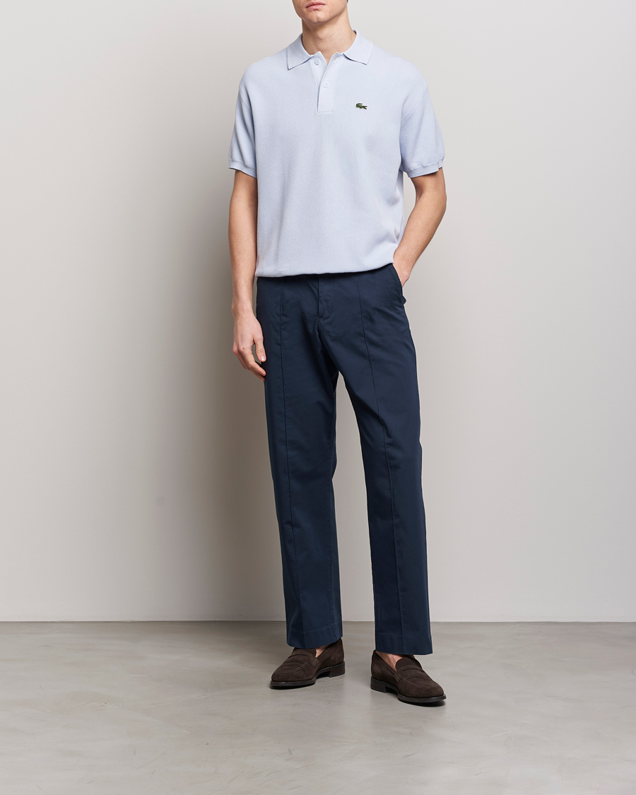 Hombres | Polos | Lacoste | Relaxed Fit Moss Stitched Knitted Polo Phoenix Blue