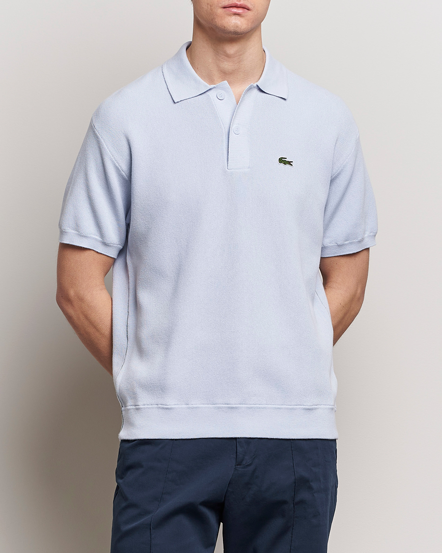 Hombres | Camisas polo de manga corta | Lacoste | Relaxed Fit Moss Stitched Knitted Polo Phoenix Blue