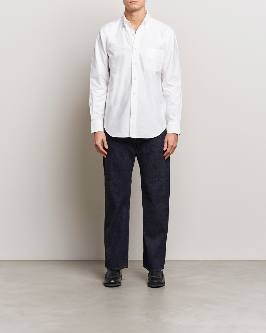 Hombres | Camisas | Kamakura Shirts | Vintage Ivy Oxford Button Down Shirt White