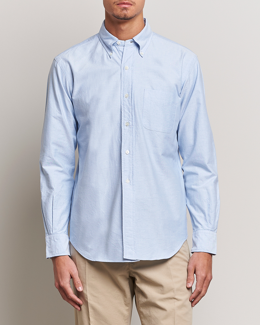 Hombres | Camisas oxford | Kamakura Shirts | Vintage Ivy Oxford Button Down Shirt Light Blue