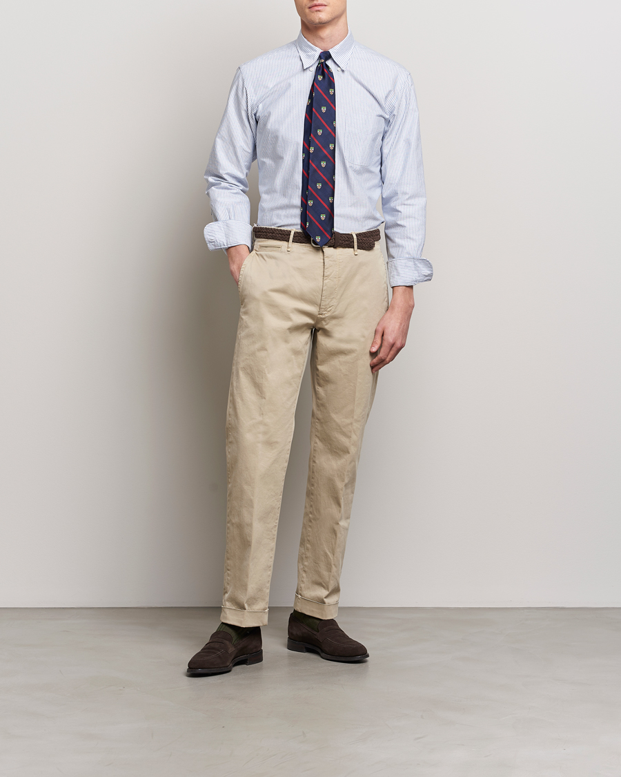 Hombres | Camisas | Kamakura Shirts | Vintage Ivy Oxford Button Down Shirt Blue Stripe