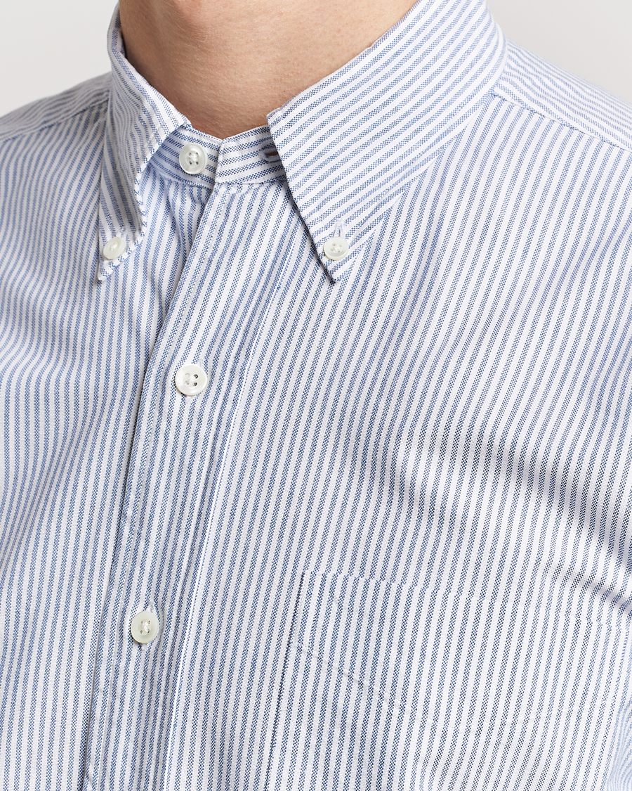 Hombres | Camisas | Kamakura Shirts | Vintage Ivy Oxford Button Down Shirt Blue Stripe