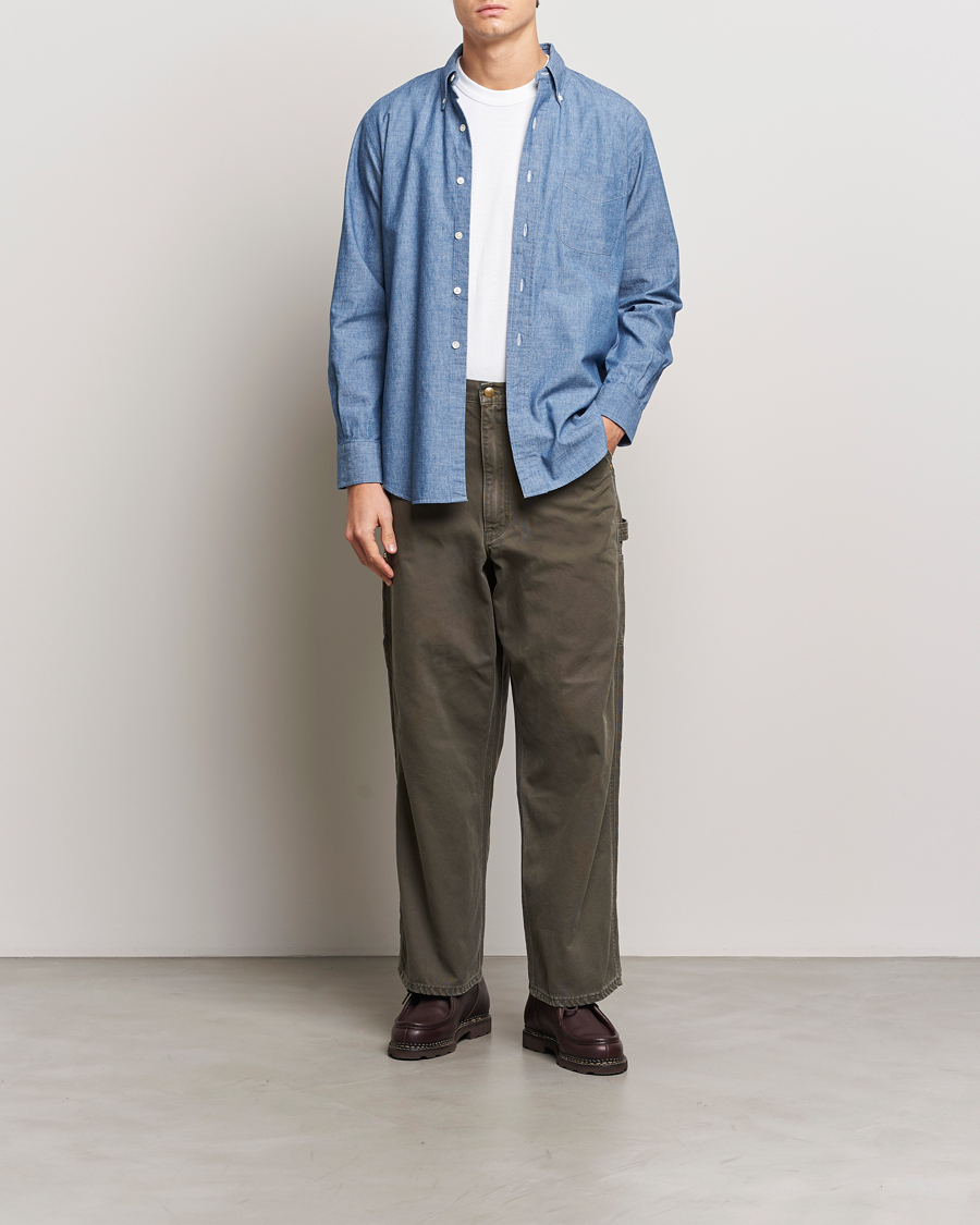 Hombres | Camisas | Kamakura Shirts | Vintage Ivy Chambray Button Down Shirt Blue