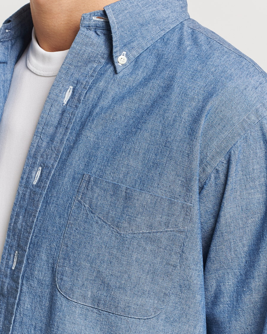 Hombres | Camisas | Kamakura Shirts | Vintage Ivy Chambray Button Down Shirt Blue