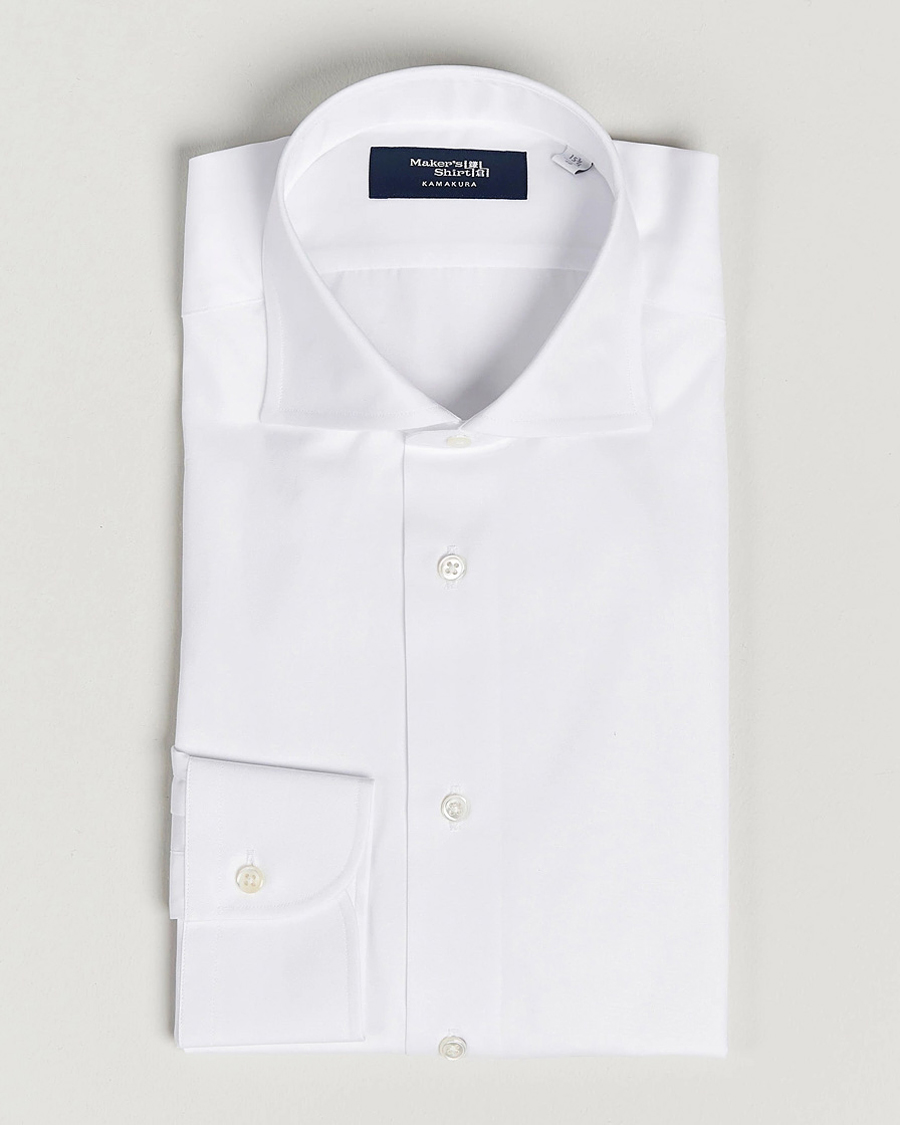 Hombres | Camisas | Kamakura Shirts | Slim Fit Broadcloth Dress Shirt White