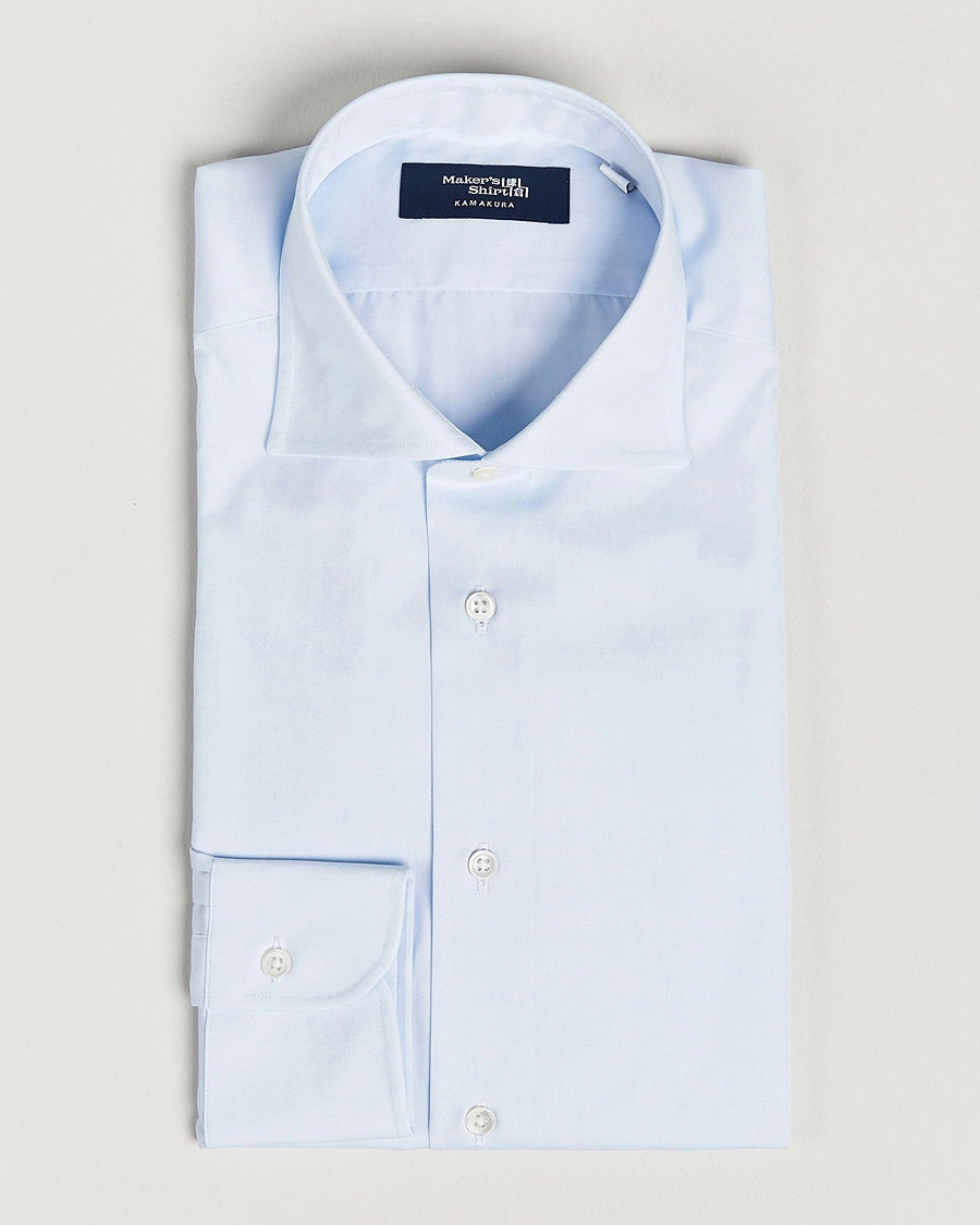 Hombres | Camisas | Kamakura Shirts | Slim Fit Broadcloth Dress Shirt Light Blue
